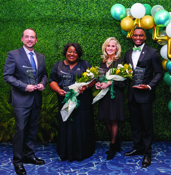Jason Land '98, Georgia McClintock '08, M.S. '23, Donette Stewart '86, Midas Hampton '15. Not pictured: Chloe Thomas '13