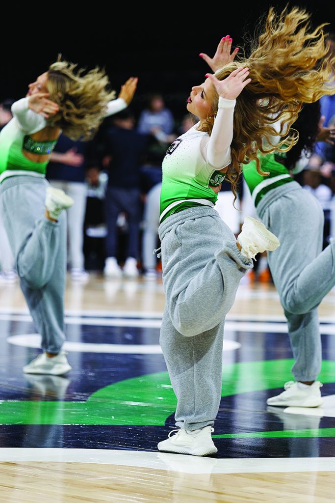 312A5152.CR3 The dance team performs during halftime of a Spartans basketball game